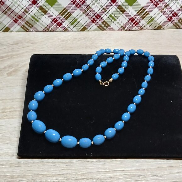 Fashion Vintage Chunky Blue Beaded Necklace Jewelry #74 - Picture 7 of 8